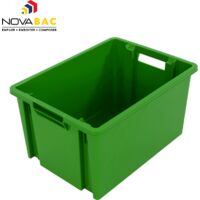 Novap – Bac de rangement 30L en vert émeraude – Empilable et emboîtable – Pour garage et espaces confinés – 5201657