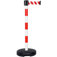 Poteau PVC Rouge/Blanc à sangle Rouge/Blanc hachuré 3m x 50mm sur socle 9kg à lester - 2800013