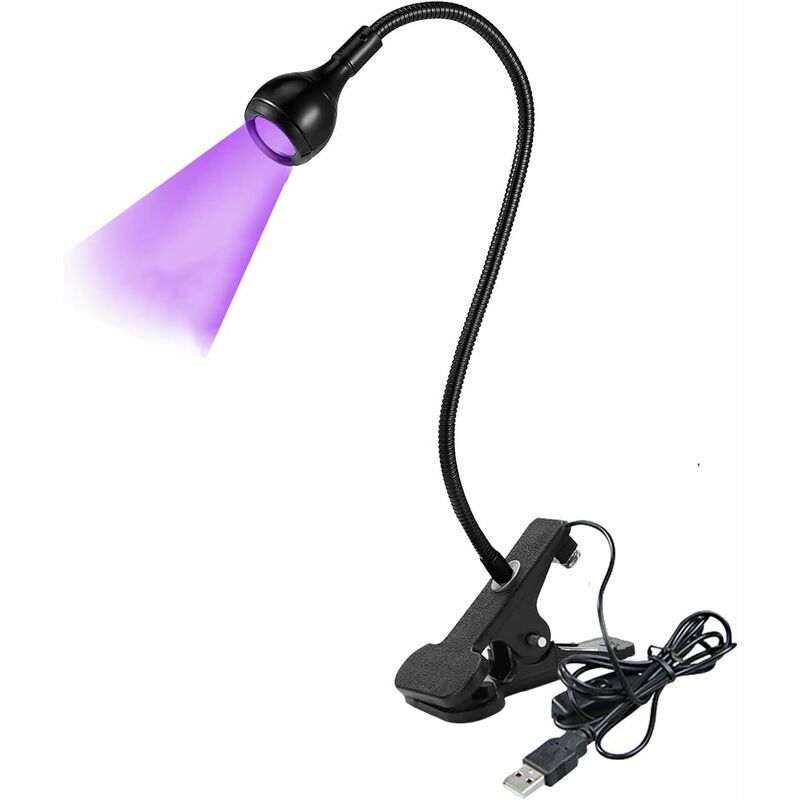 1 pc luminaires UV LED avec col de cygne et pince, mini lampe de