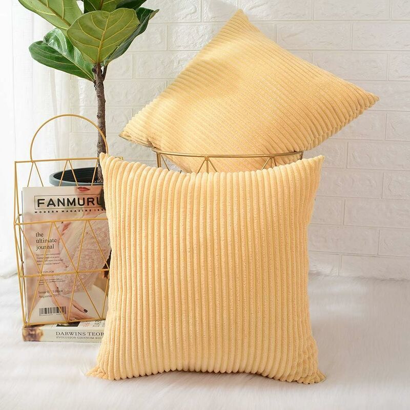 2 Housses De Coussin Velours 30x50cm - Lignes Dorées Géométriques