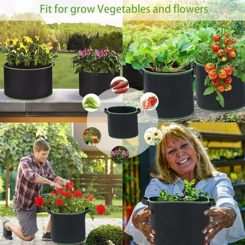22 Sacs De Plantation 7.6L - 21x21cm - Polyéthylène - Pour Tomates, Fleurs, Légumes - E-Know