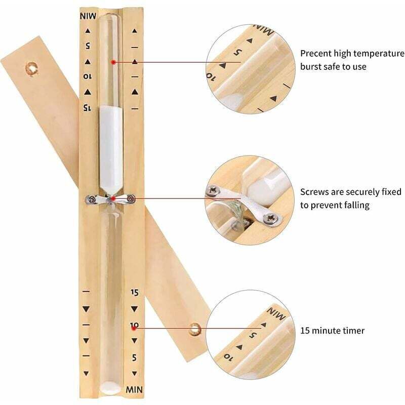 Sablier sauna en bois 15 minutes - Accessoire de sauna - Minuteur avec sablier rotatif - Résistant à la chaleur - Montage mural - Respectueux de l'environnement 56Vingt 2951.6cm 3