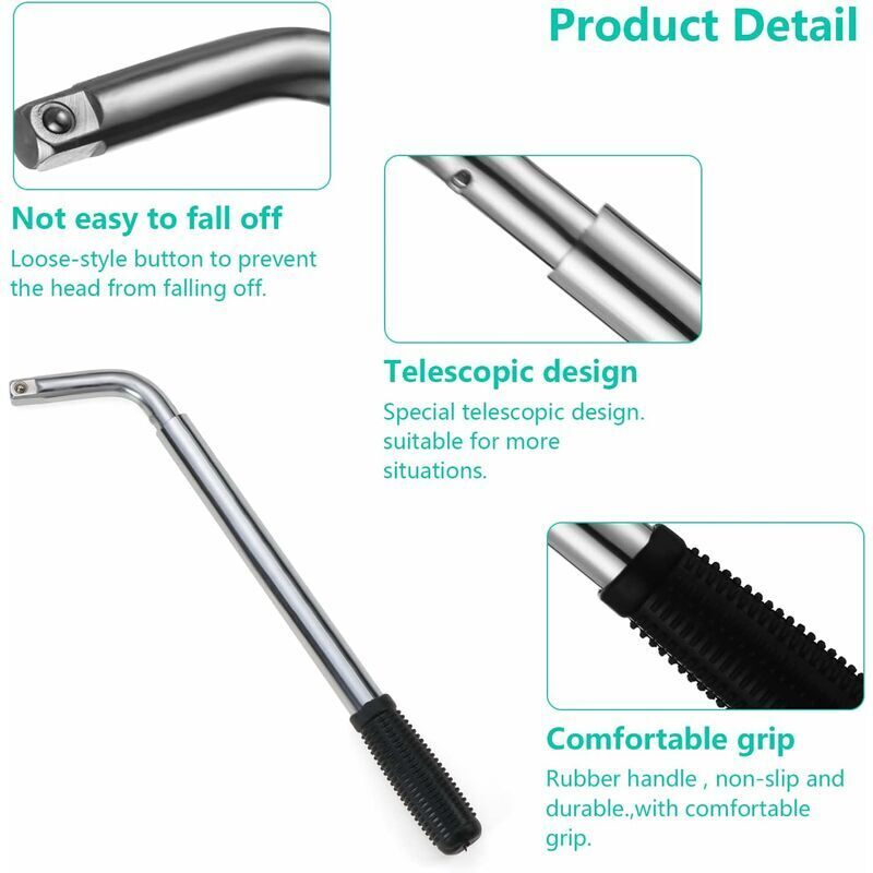 Clé à Ergots Télescopique Extensible - Clé écrou Roue Universelle 17-23 Mm Pour Réparation Pneus