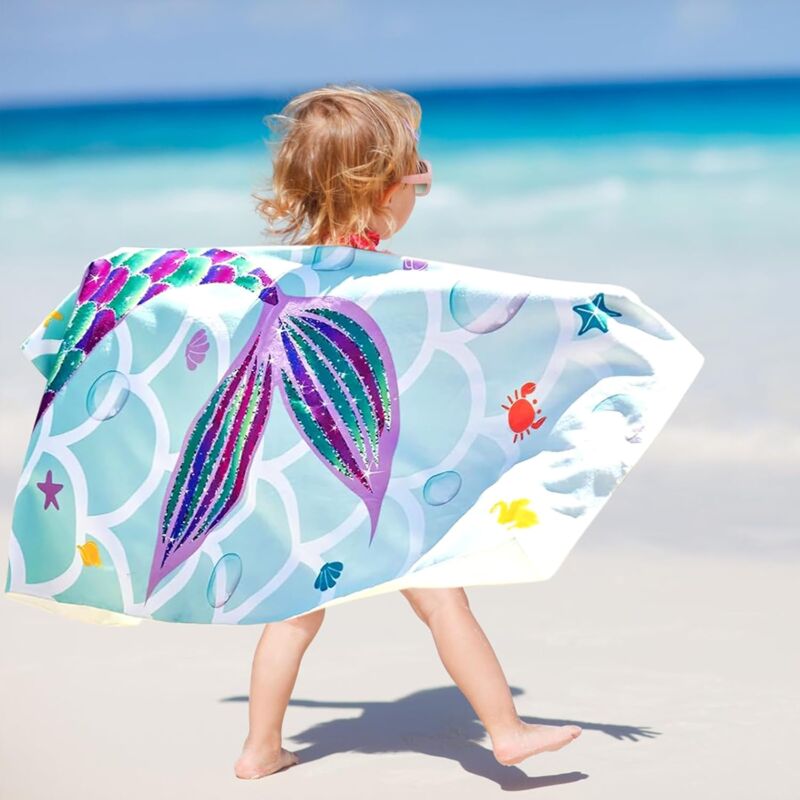 Serviette De Plage Mario Enfant 150x75cm - Microfibre Légère, Séchage Rapide, Anti-sable