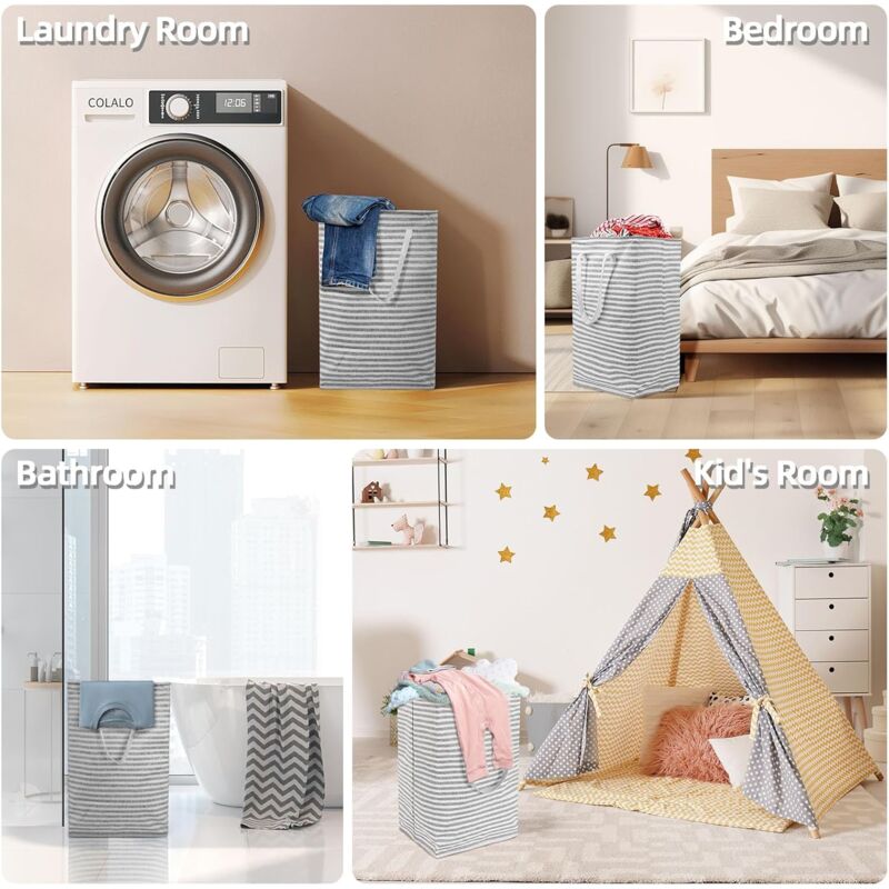 Lifewit Panier à Linge 100L Avec Couvercle - Pliable - 2 Sacs Amovibles - Noir - Pour Buanderie Ou Chambre