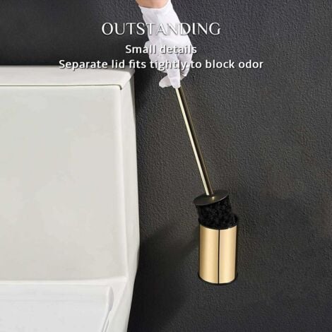 Brosse WC murale dorée en acier inoxydable 304 rond pour salle de bain (doré)