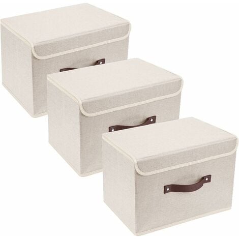 4 unités de boîtes de rangement avec couvercle en textile non