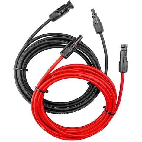 2 câbles de rallonge 2 m / 4 mm² compatibles MC4, Câbles pour panneaux et  batteries