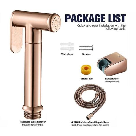 Kit de douche en acier inoxydable pour pulverisateur de bidet a main en or rose, B