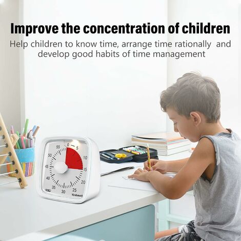 Minuterie visuelle analogique, minuterie de compte à rebours silencieuse,  outil de gestion du temps pour enfants et adultes (rouge)