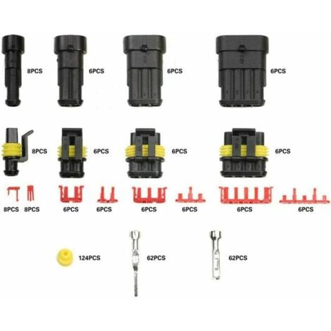 Lot de 352 connecteurs électriques étanches pour voiture, 1, 2, 3 ou 4 broches, assortiment de bornes pour moto, voiture, scooter, camion, bateau，Superma