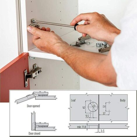 6 Paires De Charnières Cachées 110° + Vis Acier BZP – Parfait Pour Placards Et Meubles