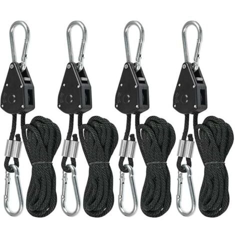 Longe de levage poulie métallique auvent tendeur de corde de tente (2  paires de noir)