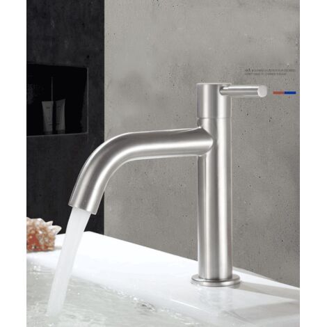 Robinet Lavabo Salle De Bain Levier Unique Acier Inoxydable - Robinet Eau Froide Design Moderne