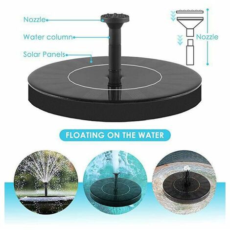 Fontaine Solaire 16cm solaire fontaine d'eau pompe jardin extérieur classique rond flottant eau paysage oiseau bain fontaine