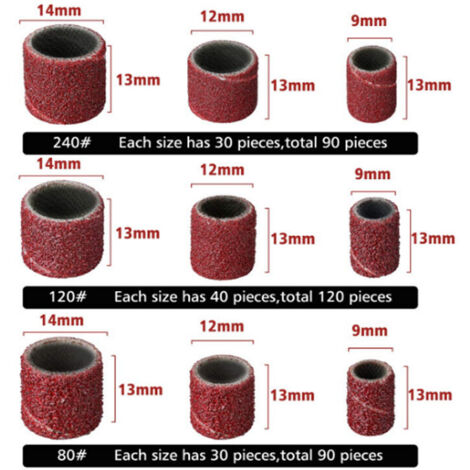 Kit 150 Manchons Abrasifs Pour Dremel - 144 Bandes Ponçage + 6 Mandrins Tambour - Grain 80/120