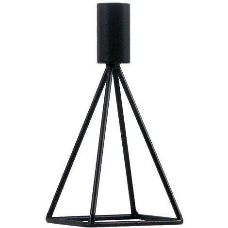 Bougeoirs Métal Moderne Lot De 3 - Support Bougies Piliers Design Géométrique Noir Pour Décoration Table