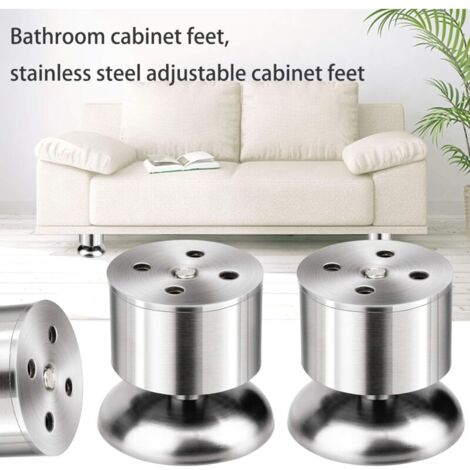 Pieds de meubles Lot de 4 pieds de meubles réglables en acier inoxydable  (50 x 60 mm )