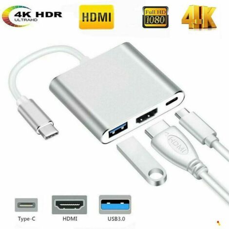 Adaptateur USB-C Vers HDMI 4K 120Hz - Avec Port USB 3.0 Et Port D'alimentation PD 100W, Corps Métal, Pour Mac, PC, Tablette
