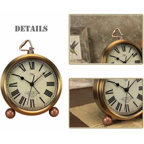 Horloge De Table Rétro Européenne - 11 X 17 Cm, Mouvement Silencieux à Quartz - Alimentation 1 Pile AA (non Fournie)