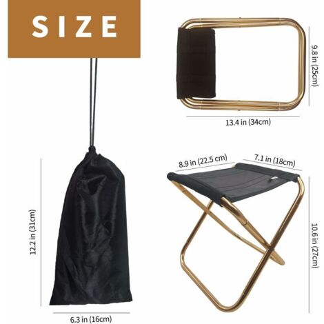 Tabouret De Camping Pliant Léger - Siège Portable Avec Sac - Pour Pêche, Randonnée, Plage, Jardin - Capacité 150 Kg