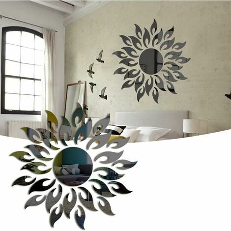 Sticker mural 2 Sets Fleur Motif Décor À La Maison 3D Art Miroir
