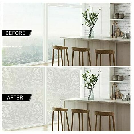 Film Électrostatique Fenêtre Film de Vitre Autocollant Bon Intimité Protection Film Auto-Adhésif Anti Regard Sticker Anti-UV Film Décoratif pour Bureau Chambre Cuisine Maison 90x300cm