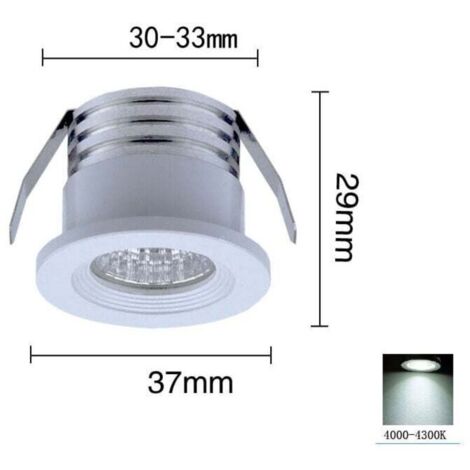 Lot De 4 Mini Spots LED Encastrables 12V/24V - 3W, 270 Lm, Ø30mm | Angle Étroit 25° - Idéal Camping-car, Placards
