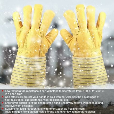 Gants Cryogéniques Gants Antigel Gants de Travail en Cuir Gants Chauds  D'hiver Résistants au Froid