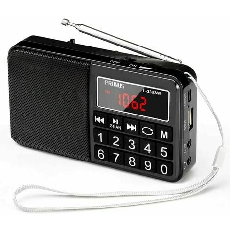 Radio portable FM / AM (MW) / SW / USB / Micro-SD / MP3, station de radio  avec gros boutons