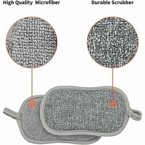 6 éponges Microfibre Réutilisables - Côté Abrasif Et Doux - Lavable Machine - Nettoyage écologique