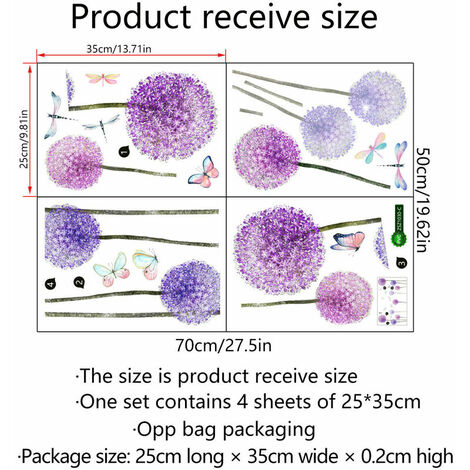 Stickers Muraux Amovibles Fleurs Et Papillons Rose/violet - Décoration Chambre D'enfant Ou Adolescente