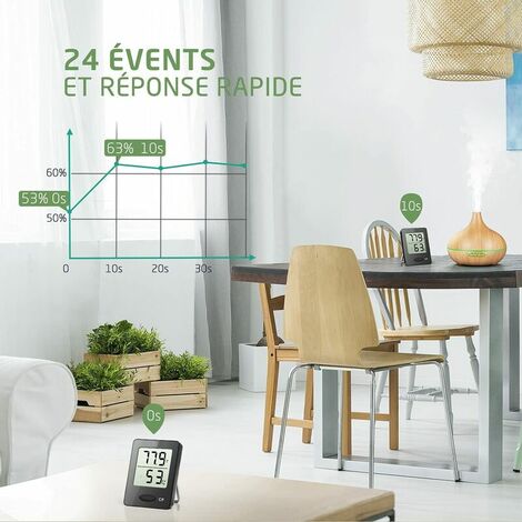 Thermometre Interieur précis pour une utilisation comme Thermometre  Interieur Maison, au bureau, dans le jardin ou dans la serre - Facile à  fixer au mur (gris) : : Jardin