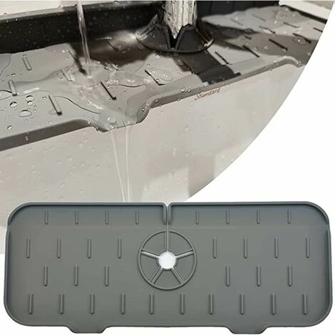 2pcs Pare-éclaboussures d'évier de Robinet de Cuisine, collecteur d'eau de Tapis de Robinet en Silicone, Gris