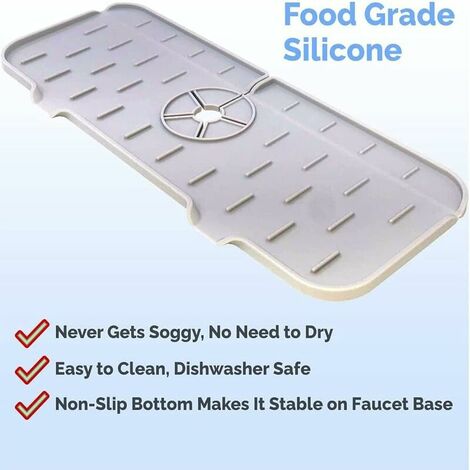 2pcs Pare-éclaboussures d'évier de Robinet de Cuisine, collecteur d'eau de Tapis de Robinet en Silicone, Gris