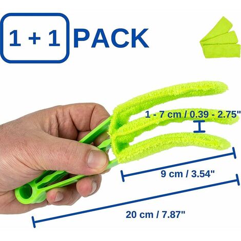Brosse de nettoyage pour stores, stores et lamelles, brosse ménagère compacte, brosse de nettoyage pour stores, brosse de nettoyage pour lamelles, brosse à poussière vert