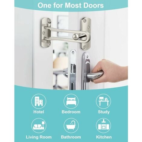 Verrouillage de porte pour la sécurité de la maison - Barre oscillante de protection de porte pour l'avant et l'intérieur de la porte, sécurité enfant, arrêt de porte pour enfants, maison, hôtel, appa