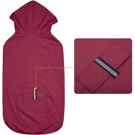 Imperméable pour chien Manteau imperméable pour chien Grande doublure ultralégère et respirante Veste pour chien Rayures réfléchissantes Veste de pluie Chiens avec capuche 4XL (Rouge)