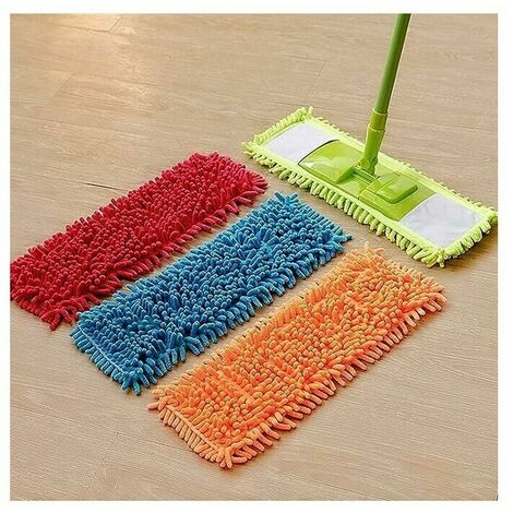 Lot de 4 serpillères de nettoyage en microfibre, extensibles, en microfibre, pour sol plat, lavables，GU.B/bon,