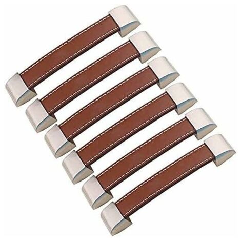 Poignées En Cuir Pour Meubles - Cognac - 4 Pcs - 16,5 X 2,5 Cm - Poignée De Meuble, Poignée De