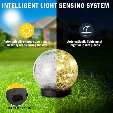 Lampe solaire d'extérieur, lampe solaire de jardin 2 pièces, lampe solaire d'extérieur étanche IP65 pour paysage, trottoir, pelouse, escalier, terrasse (12 cm de diamètre)