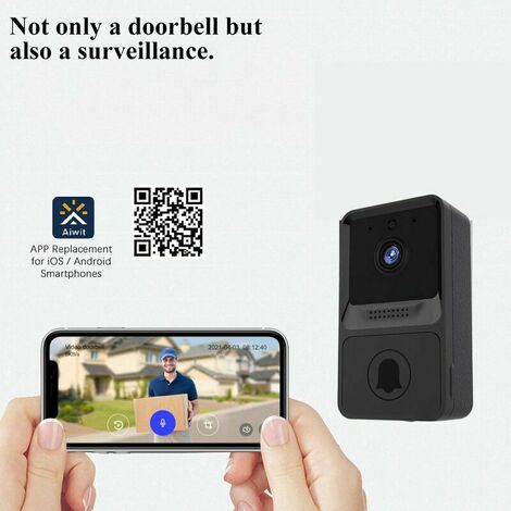 Sonnette vidéo sans fil de sécurité visuelle haute résolution 1080P avec vision nocturne infrarouge surveillance audio bidirectionnelle en temps réel