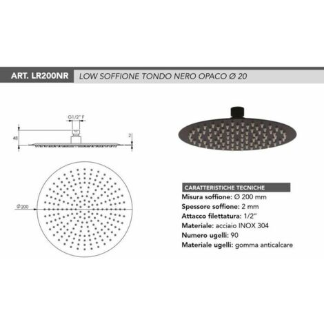 Pomme de douche ronde à 1 jet Ø 200 mm