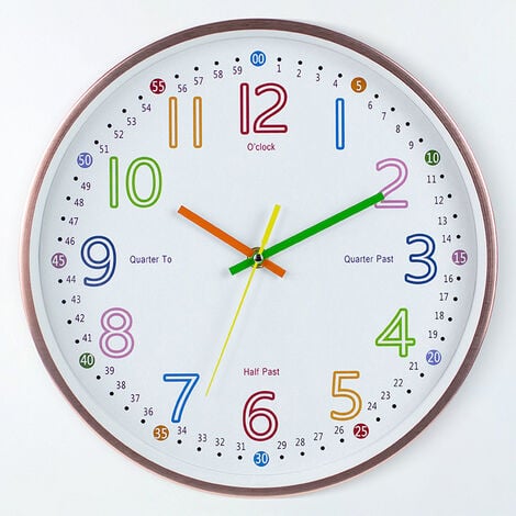 Horloge d'apprentissage pour enfants - Horloge d'enseignement de l'heure -  Horloges murales pour enfants pour les chambres à coucher - Décor mural de  chambre pour enfants - Horloge analogique pour enfants pour
