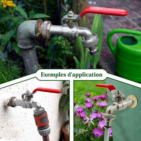 Robinet d'eau en Laiton de Qualité Supérieure, Résistant à la Rouille et au Gel + Raccord de Tuyau Gratuit + Ebook  Pour Jardin, Machine à Laver, Baril de Pluie