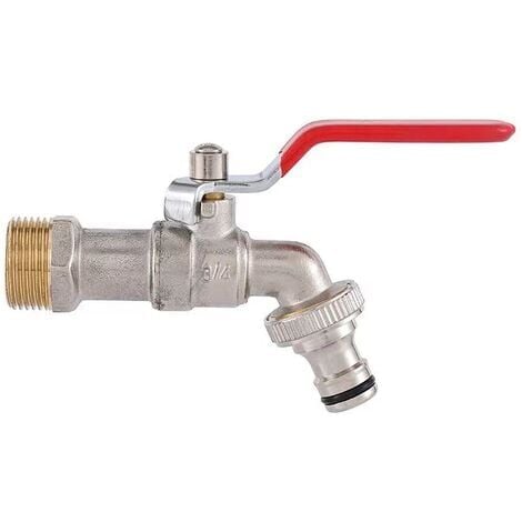 Robinet d'eau en Laiton de Qualité Supérieure, Résistant à la Rouille et au Gel + Raccord de Tuyau Gratuit + Ebook  Pour Jardin, Machine à Laver, Baril de Pluie