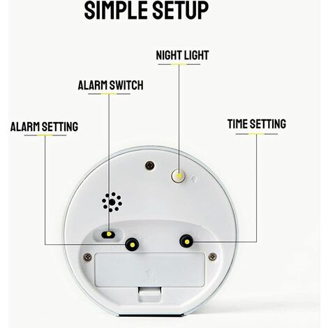 Atlanta Réveil Pour Enfant Rose Fille Analogique Sans Tic-tac Horloge