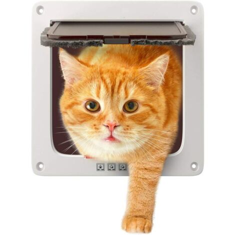 Chatière Chatière Fermeture Magnétique 4 Voies pour Chats, Grands Chiens 23,5  25  5,4 cm Porte pour Chien Chat Porte pour Animaux de Compagnie, Installation Facile avec Cadre Télescopique
