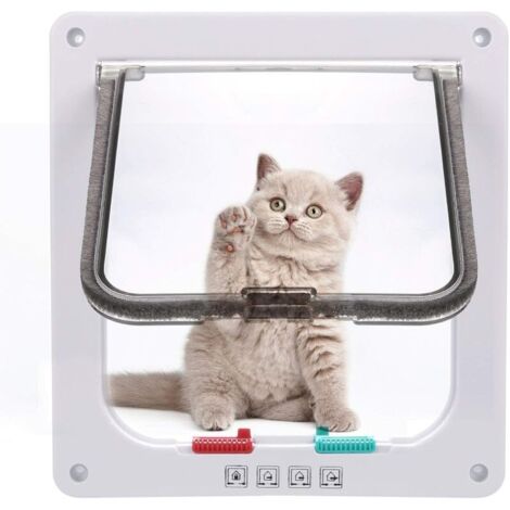 Chatière Chatière Fermeture Magnétique 4 Voies pour Chats, Grands Chiens 23,5  25  5,4 cm Porte pour Chien Chat Porte pour Animaux de Compagnie, Installation Facile avec Cadre Télescopique