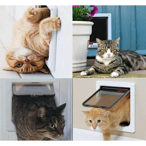 Chatière Chatière Fermeture Magnétique 4 Voies pour Chats, Grands Chiens 23,5  25  5,4 cm Porte pour Chien Chat Porte pour Animaux de Compagnie, Installation Facile avec Cadre Télescopique